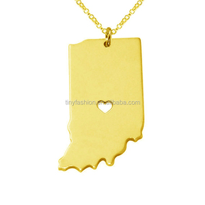 N005 Nouvelle À La Mode En Gros En Acier Inoxydable Argent et Or Rose et Or <span class=keywords><strong>USA</strong></span> <span class=keywords><strong>Indiana</strong></span> State <span class=keywords><strong>Carte</strong></span> Personnalisé Collier - Product Image 4
