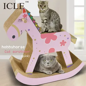 Icle-papel enrolado eco-amigável, de alta qualidade, em formato de cavalo, reciclar, grandes patas de gato, pé-IC-0039-Pink, solta de arranhões de cartão