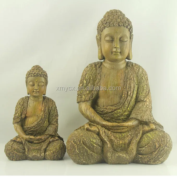 Statue de bouddha en bois, disponible en grandes et petites tailles, finition en bois