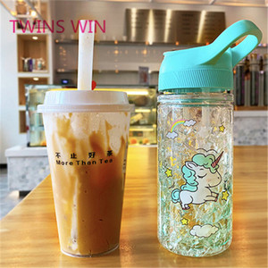 แก้วน้ำหลอดดูดน้ำแบบสองชั้นลายน่ารักสำหรับสาวๆ รุ่น 802 สไตล์เกาหลี - Product Image 5