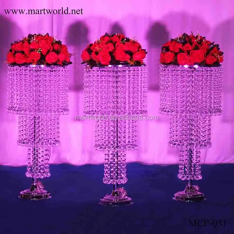 แจกันดอกไม้โลหะประดับคริสตัลสำหรับวางโชว์ของตกแต่งงานแต่งงานงานเลี้ยงวันเกิด (MCP-051)