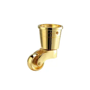 Modern golden metal furniture brass sofa castor and wheels for hardware fitting