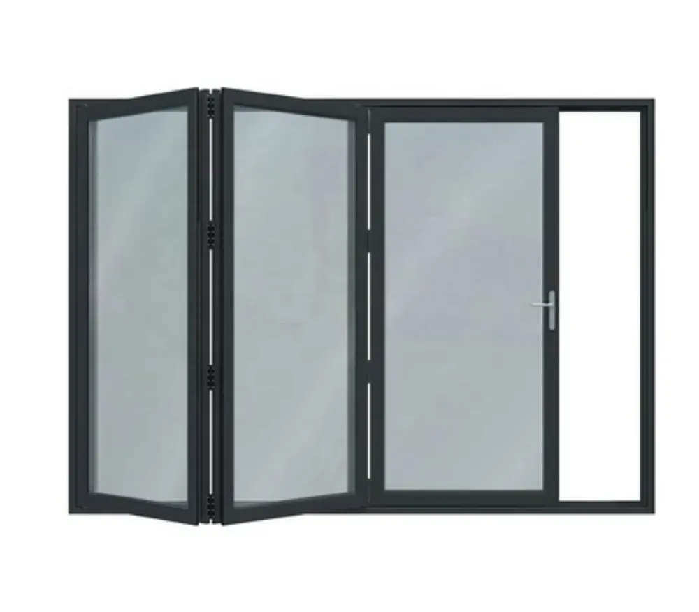 Atacado boa qualidade Alumínio Aço preto bid-fold janela de vidro duplo com grades