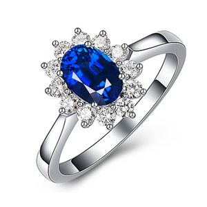 gioielli all'ingrosso espresso ali per le donne anello di zaffiro naturale oro 18k gemme preziose anello con diamante - Product Image 4