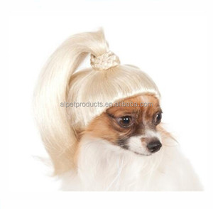 Animal de compagnie Costume Personnaliser <span class=keywords><strong>Pet</strong></span> Chien Chat Perruque Blonde Queue De Cheval Perruques - Product Image 2