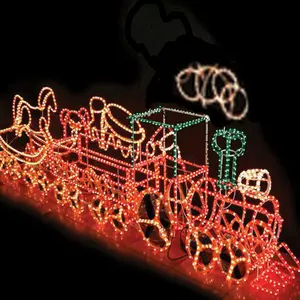 야외 애니메이션 로프 빛 기차 모티브 빛 3D 크리스마스 조각