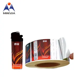 Minsda étiquette autocollante auto-adhésive personnalisée pour briquet enveloppe vinyle autocollant briquet étiquette rouleau