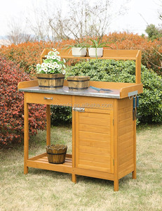 Table d'empotage en bois classique avec table étanche en métal avec étagère à tiroir d'armoire pour l'extérieur - Product Image 3