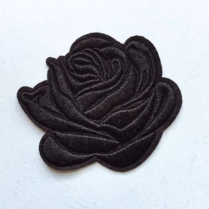 도매 사용자 정의 장미 패치 검은 꽃 자수 패치 - Product Image 2