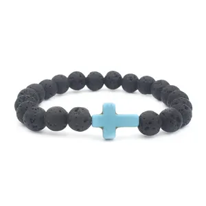 Charm เครื่องประดับคริสเตียน Cross Multicolor ลูกปัดสร้อยข้อมือ