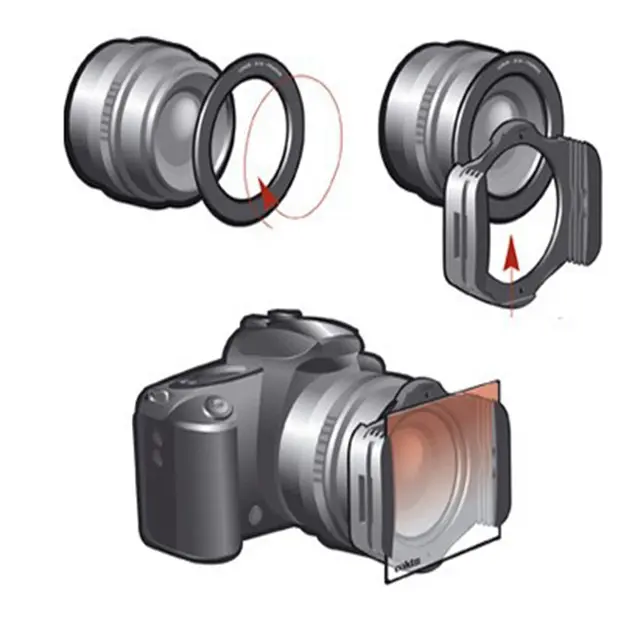 Juego de filtros cuadrados graduales ND para cámara, 9 anillos de metal y soporte de filtro, 11 uds.