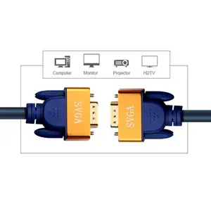 Rollo de código de color estrecho Monitor dual largo 1M 5 pies 30m 60M 80 pies 100M metal dorado 15p 3 9 cable VGA