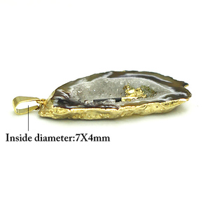 Beadsnice ID 31401 Pointes d'agate géode soudées avec attache pendentif plaqué or, pierres Druzy, composant de bijouterie - Product Image 2