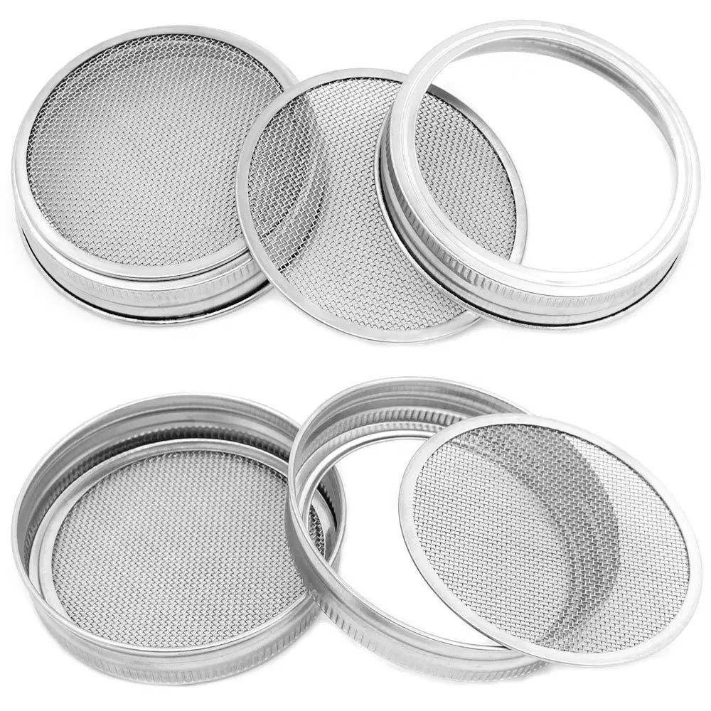 Stainless Steel Saringan Mason Jar Mesh Tumbuh Tutup untuk Stoples dan Biji Tumbuh Layar