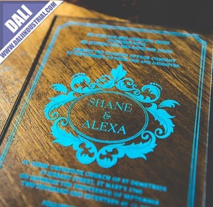 Indiano Oro Specchio Inciso Vetro Trasparente Acrilico Nero Inviti di Nozze Con La Scatola - Product Image 3