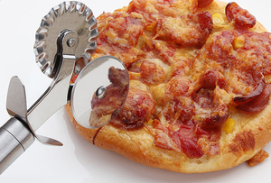 Cortador de <span class=keywords><strong>pizza</strong></span> de acero inoxidable, rueda de doble deslizador de alta calidad - Product Image 3