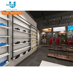 Scaffali Espositivi Personalizzati per Negozi di <span class=keywords><strong>Sneaker</strong></span>, Mensole Decorative Moderne da Parete in Legno per Negozi di Articoli Sportivi - Product Image 1