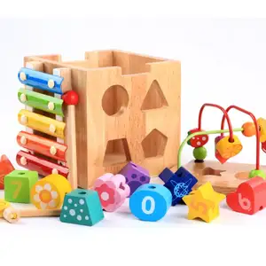 Montessori giocattolo di legno kid intelligenza cubo box multi funzione tesoro giocattolo