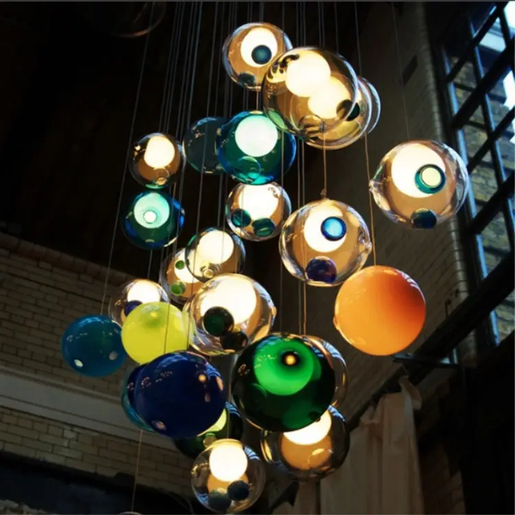 JYLIGHTING מודרני צבעוני זכוכית כדור תליון אורות חדר אוכל מסעדה קישוט אור מתקן יוקרה גדול תליון מנורה