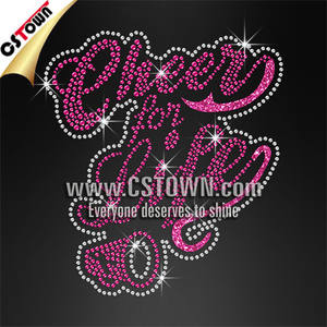 Pink Wort Cheer dream the extreme Grosshandel Strassmotiv Buegelbild HOTFIX Strass und Glitter - Product Image 3