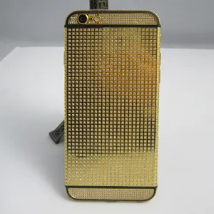 Luxury phone shell full diamond pasted gold plated housing for iPhone 6s / plus