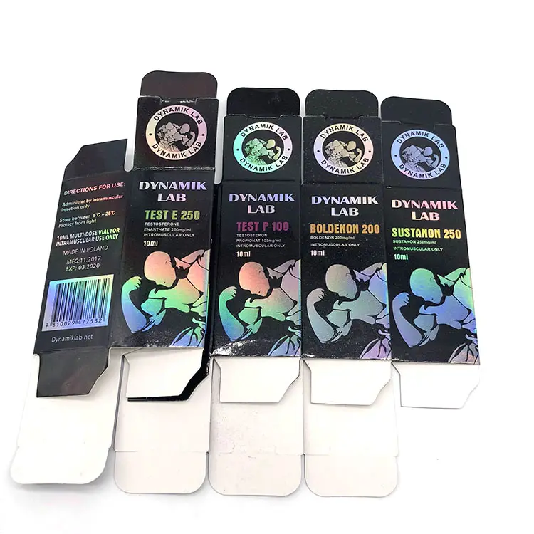 Lazer malzeme karton özel baskı 10 ml flakon paket katlanmış küçük ambalaj kağıt kutu