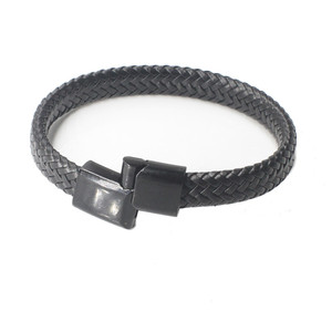 Bracciale uomo in vera pelle stile classico chiusura in titanio <span class=keywords><strong>con</strong></span> magneti stile nero - Product Image 4