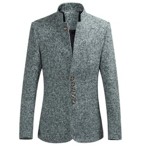 In M-6XL di serie taglie forti giacca invernale <span class=keywords><strong>uomo</strong></span> <span class=keywords><strong>Slim</strong></span> Fit <span class=keywords><strong>Blazer</strong></span> Casual abito da <span class=keywords><strong>uomo</strong></span> spesso collo alto e caldo bottone singolo EA056 - Product Image 1