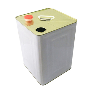 Recipiente de aço quadrado revestido branco 18l, lata de lata/recipiente de plástico com tampa de bico e alça
