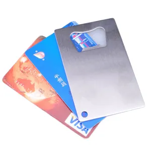 Granel promocional logotipo personalizado de alumínio de metal em aço inoxidável abridores de garrafa abridor de cartão de crédito do negócio de poker