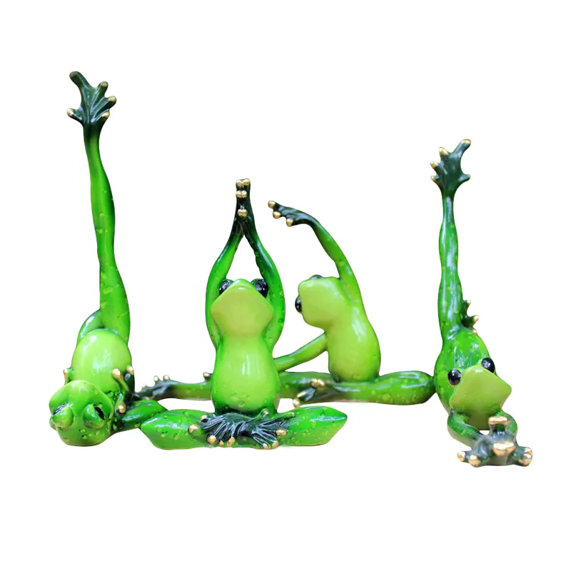 Hot Sale Custom Green Resin Yoga Frog Figurine