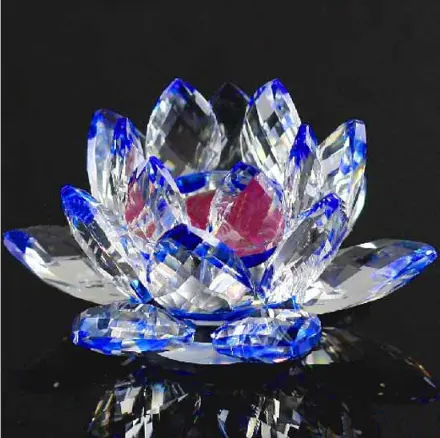 Blue Quartz Crystal Glass Lotus Flower Natural Stones And Minerals Feng Shui Crystals Flowers For Home Wedding Souvenirs