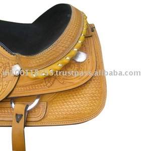 Selle occidentale de cheval en cuir indien de meilleure qualité avec selle décorative. - Product Image 2