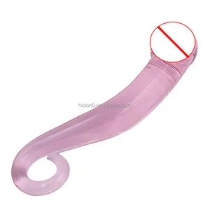 Black Box Package Clear Pink Big Glans Large Long Penis Glass Dildo