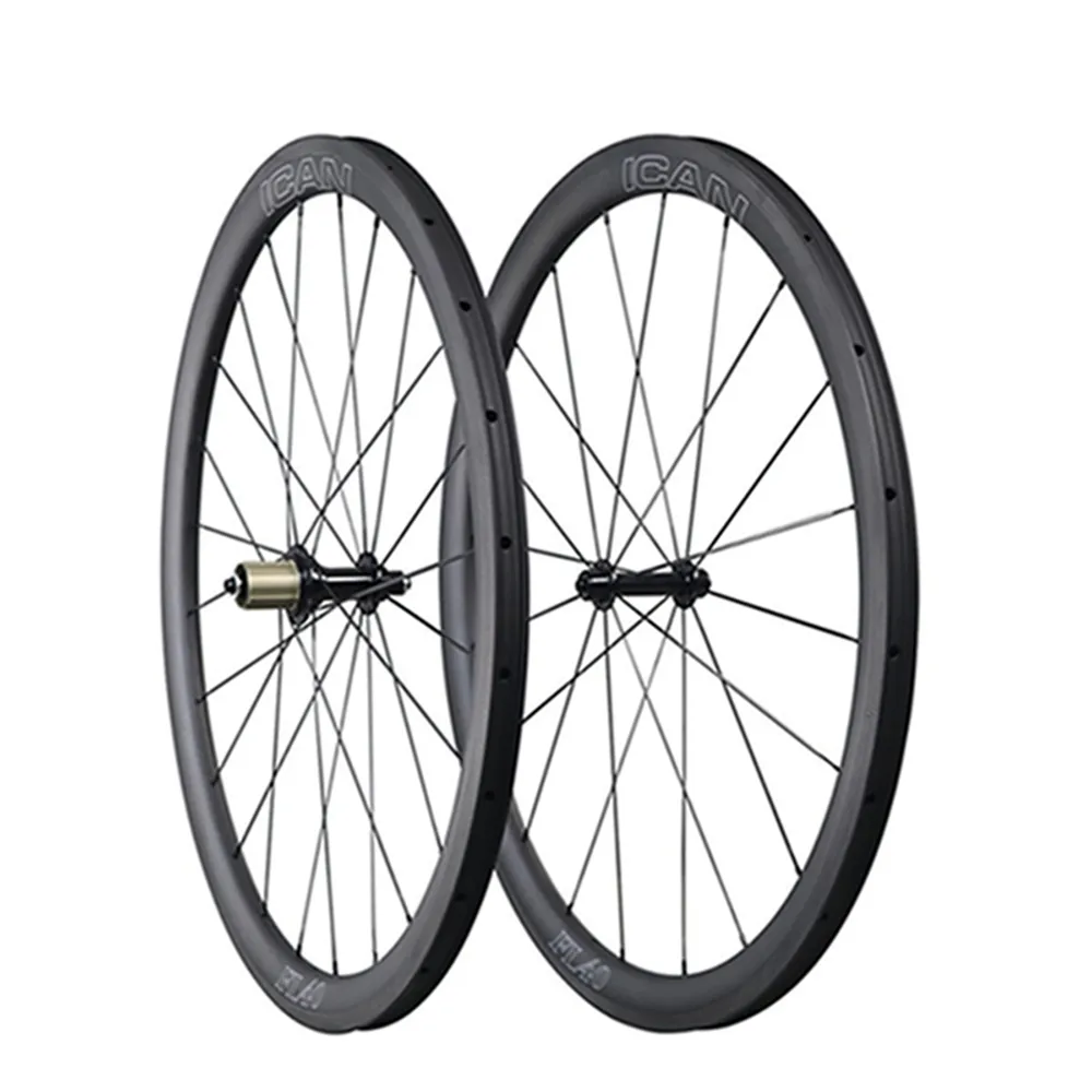 ICAN Aero 40mm ruote in carbonio 700c copertoncino Tubeless pronto per bici da strada con mozzo R13 raggi CN 20 24 fori