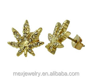12 colori 925 Oro Argento Two Tone Bling di Cristallo del Diamante DELLA CZ di Marijuana Cannabis Weed Leaf <span class=keywords><strong>Orecchini</strong></span> Per Le Donne Degli Uomini - Product Image 3