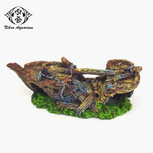 Modèle de <span class=keywords><strong>bateau</strong></span> en bois miniature représentant un navire en ruine, ornements pour aquarium - Product Image 2