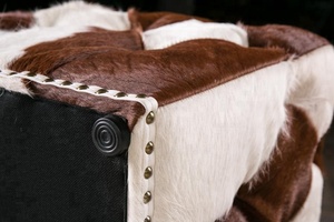 Pouf cube en cuir de vachette sur mesure, pouf en cuir marron, repose-pieds en peau de poney, repose-pieds <span class=keywords><strong>vintage</strong></span> - Product Image 4