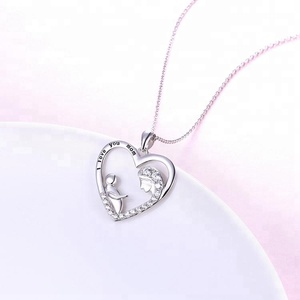<span class=keywords><strong>Mamma</strong></span> E Bambino Della Collana Del Cuore 925 Sterling Silver I Love You Mom Pendente Della Collana - Product Image 1