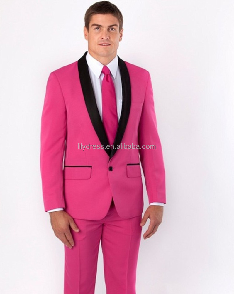 Hot Pink Tuxedo Suit for Men - Groom Tuxedo with Black Lapel, Perfect for  Weddings & Christmas Parties. Breathable & Plus Size Available.