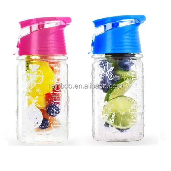 Поставка, новый дизайн, лидер продаж, дешевая бутылка для фруктового сока с принтом логотипа BPA без тритана, 450 мл, с инфузером