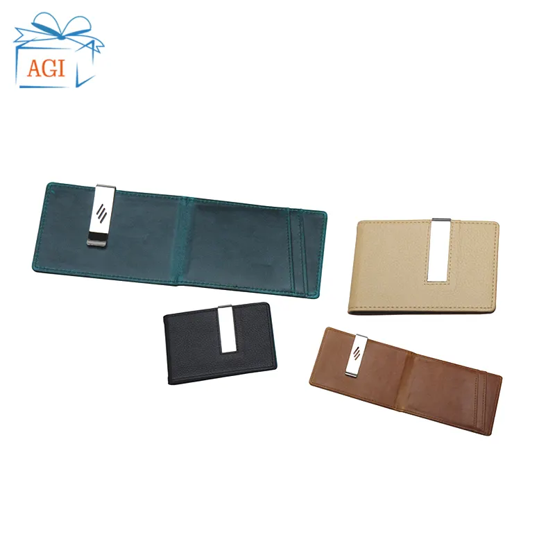 Leather Wallet Arrival Fashion Design Men Genuine Leather Money Clip For Wholesale New Customized Multi-function Geometric Open