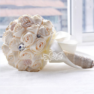 ZERO <span class=keywords><strong>Bouquet</strong></span> da Sposa Artigianale per Damigelle, Altezza 31cm, Fiori di Seta Blu per Matrimoni - Product Image 4
