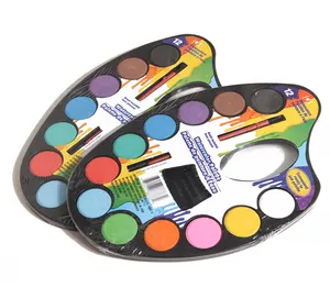 Fabrika fiyat OEM özelleştirilmiş çocuklar çizim su renk kek 12 renkler toksik olmayan suluboya pan seti