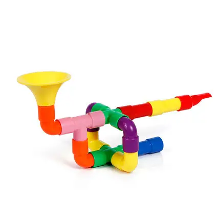 Jingqi plastic tubular assembled pipe building blocks kindergarten pipe early education puzzle spell intubation toy with wheels