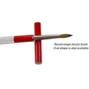 Spazzola acrilica per unghie piatte con manico in metallo con decorazione di strass per capelli Kolinsky OEM professionale 100% - Product Image 6