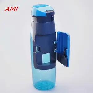 新款塑料水瓶时尚运动瓶带钱包水壶大容量瓶