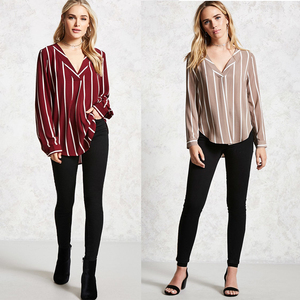 Blusa de Oficina <span class=keywords><strong>a</strong></span> Rayas para Mujer, Manga Larga, 100% Algodón, Moda Otoñal, Gran Venta - Product Image 6