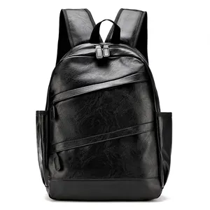 2023 High quality vintage PU school college fashion bookbag unisex leather laptop backpack