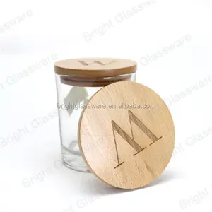自定义 8 盎司 9 盎司 10 盎司木制插头盖，带有品牌标志的木制蜡烛盖